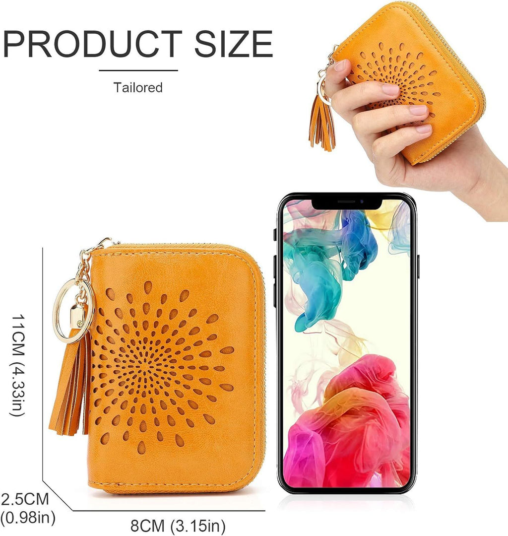 Compact Card and Cash Wallet with Keychain