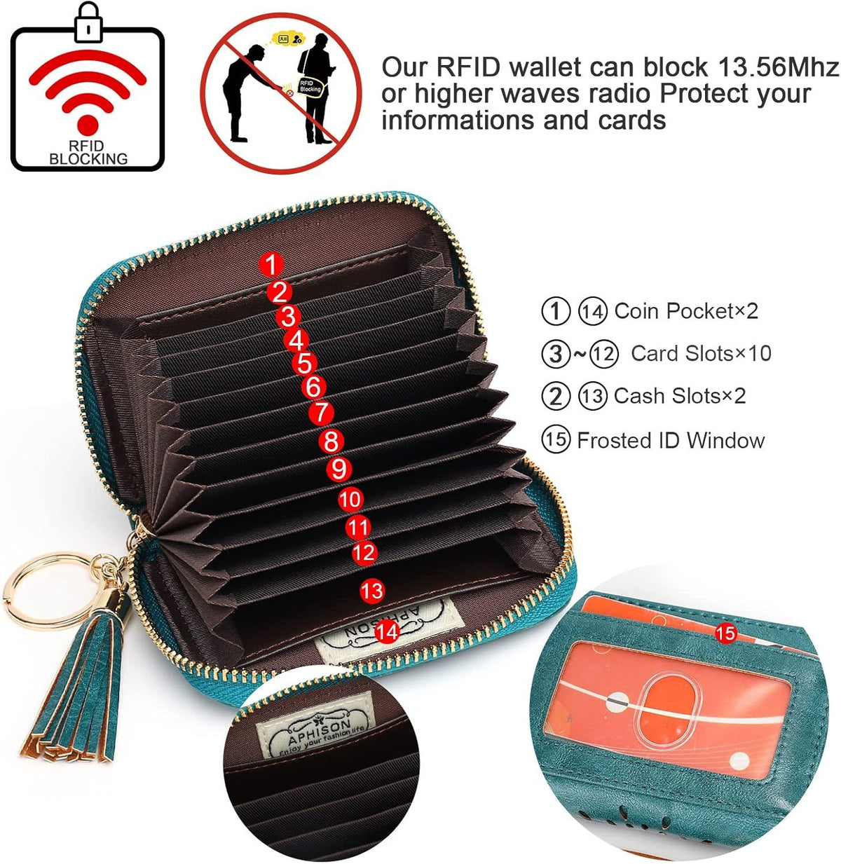 Compact Card and Cash Wallet with Keychain