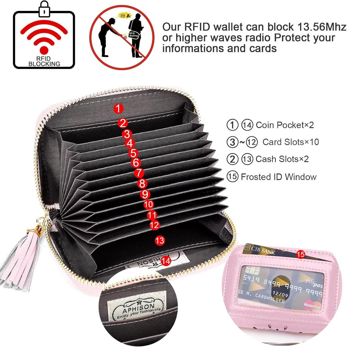 Compact Card and Cash Wallet with Keychain