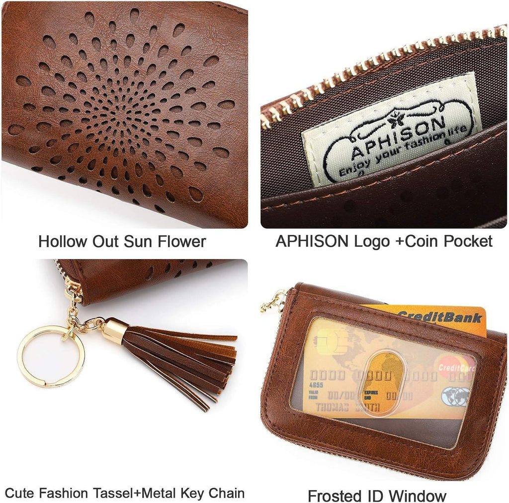 Compact Card and Cash Wallet with Keychain