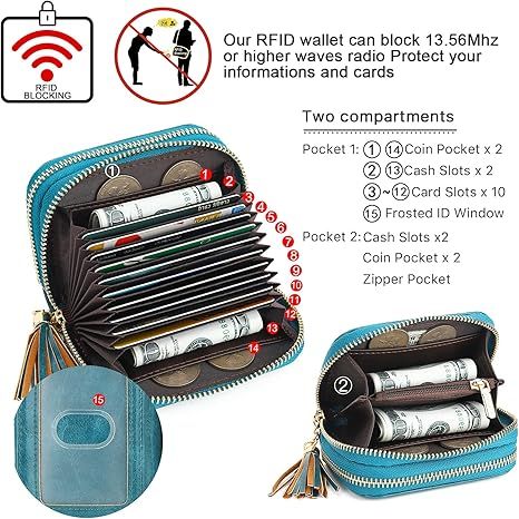 Compact Card and Cash Wallet with Keychain