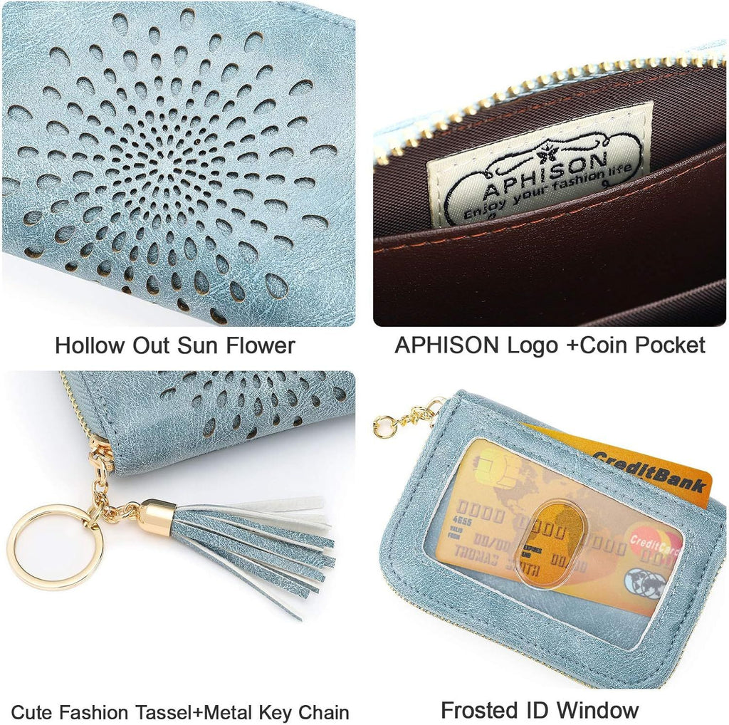 Compact Card and Cash Wallet with Keychain