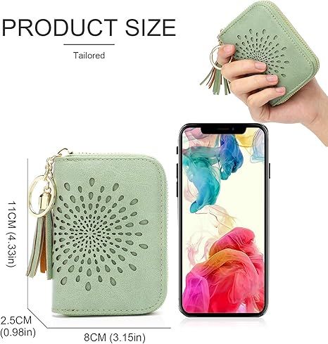 Compact Card and Cash Wallet with Keychain