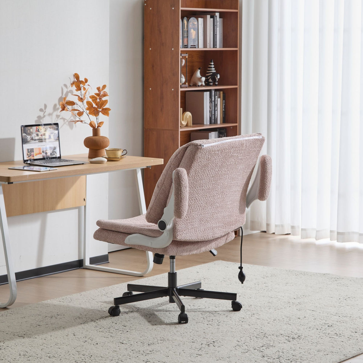 2-in-1 Flip-Up Back Office Chair with Wide Seat & Airbag Lumbar Support