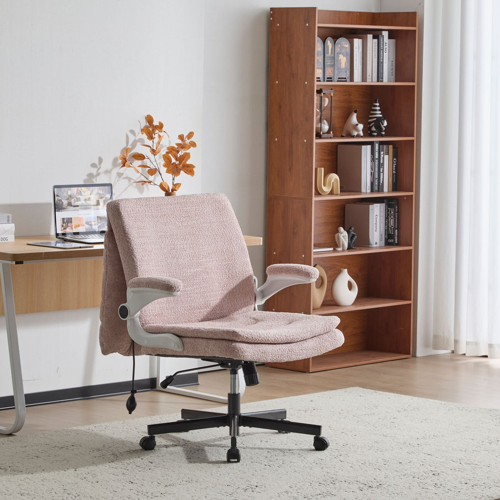 2-in-1 Flip-Up Back Office Chair with Wide Seat & Airbag Lumbar Support