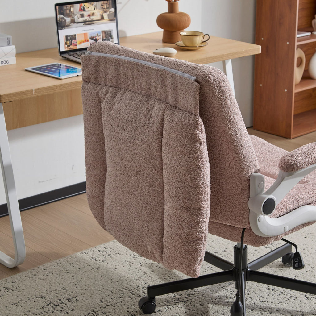 2-in-1 Flip-Up Back Office Chair with Wide Seat & Airbag Lumbar Support