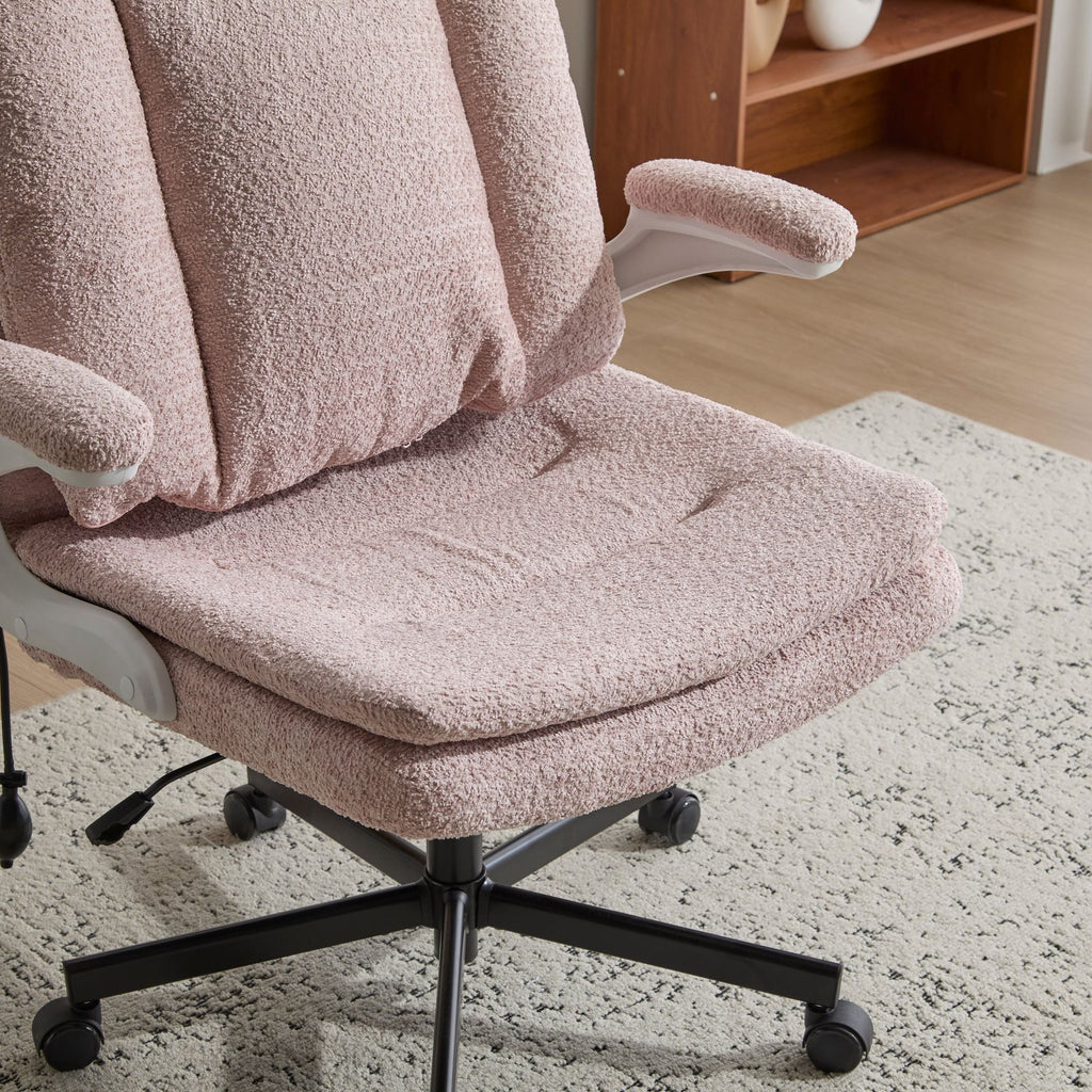 2-in-1 Flip-Up Back Office Chair with Wide Seat & Airbag Lumbar Support