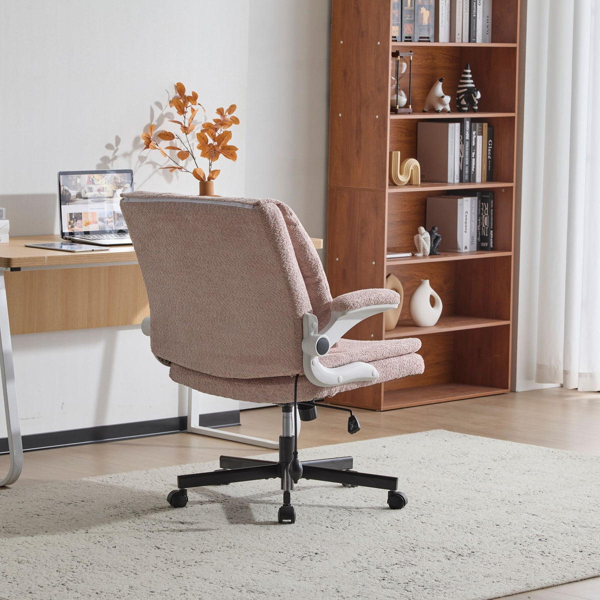 2-in-1 Flip-Up Back Office Chair with Wide Seat & Airbag Lumbar Support