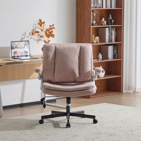 2-in-1 Flip-Up Back Office Chair with Wide Seat & Airbag Lumbar Support