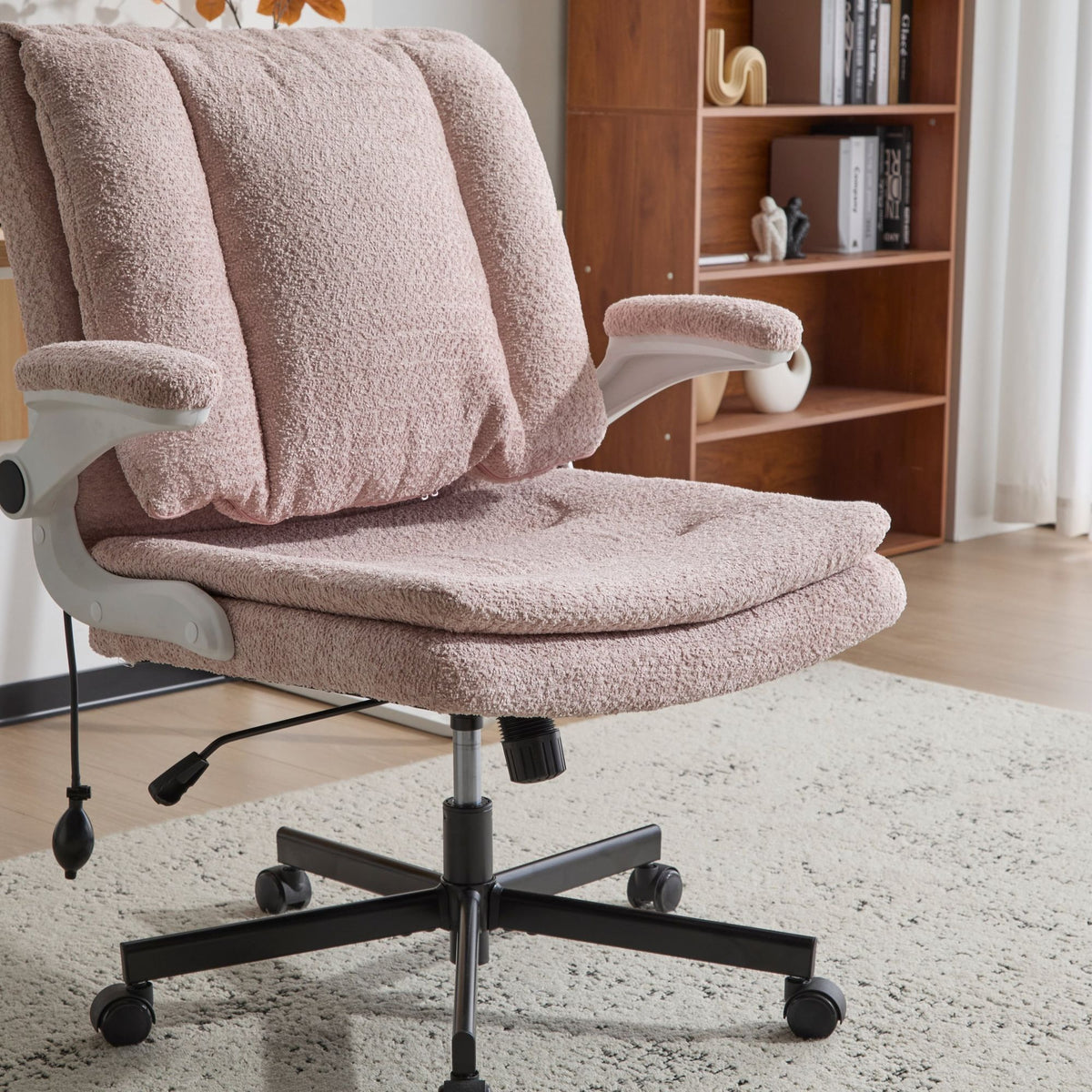 2-in-1 Flip-Up Back Office Chair with Wide Seat & Airbag Lumbar Support