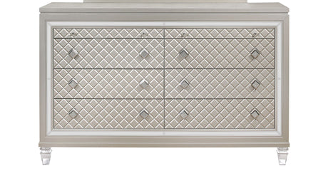 Champagne Glam Dresser with Acrylic Legs & Jewel Accents