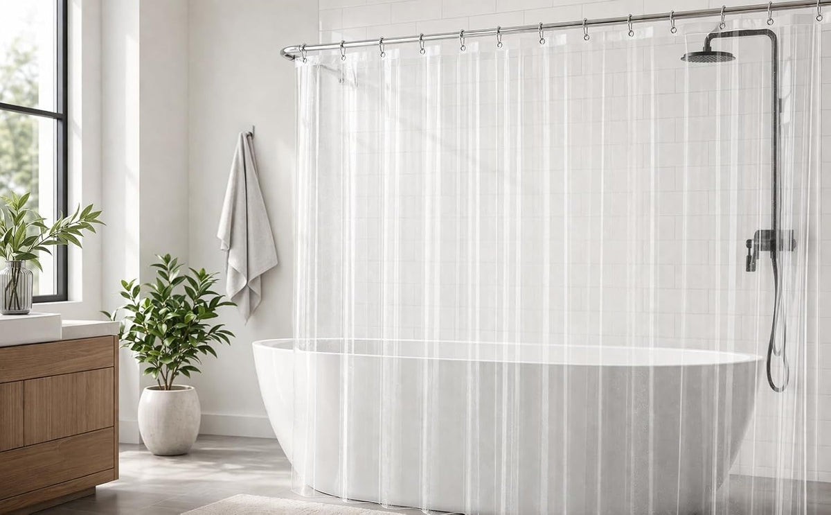 Clear water-ready Shower Curtain Liner with Weighted Magnets