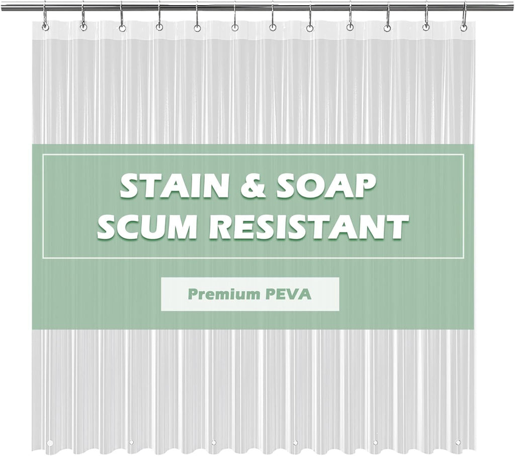 Clear water-ready Shower Curtain Liner with Weighted Magnets