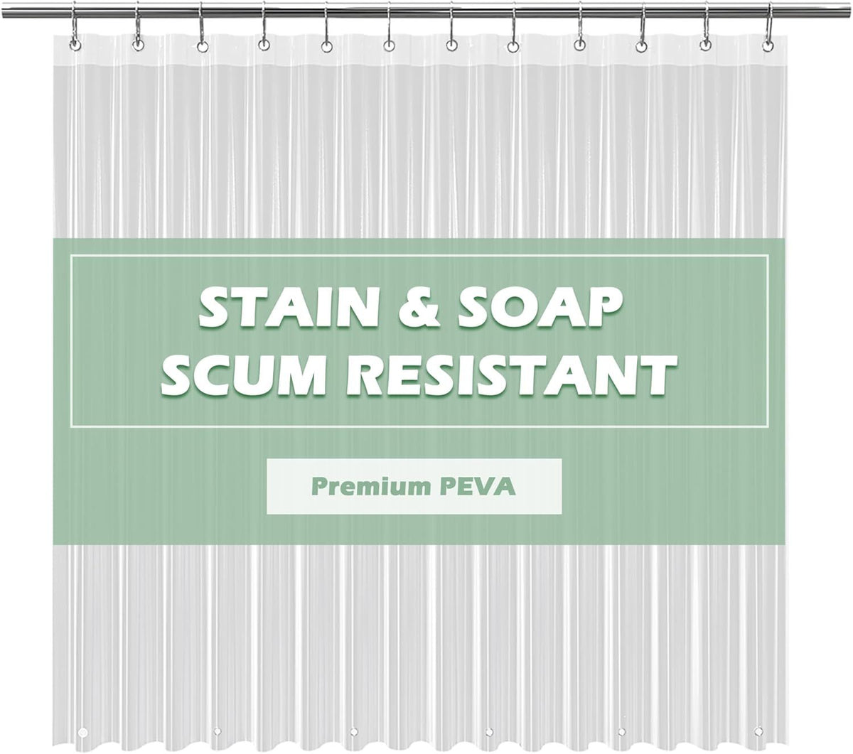 Clear water-ready Shower Curtain Liner with Weighted Magnets