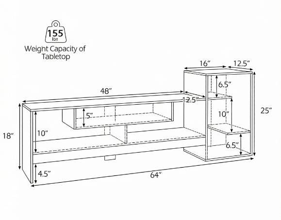 Cube TV Stand for 55 TV with Open Storage Shelves And Power Outlets Modern Living