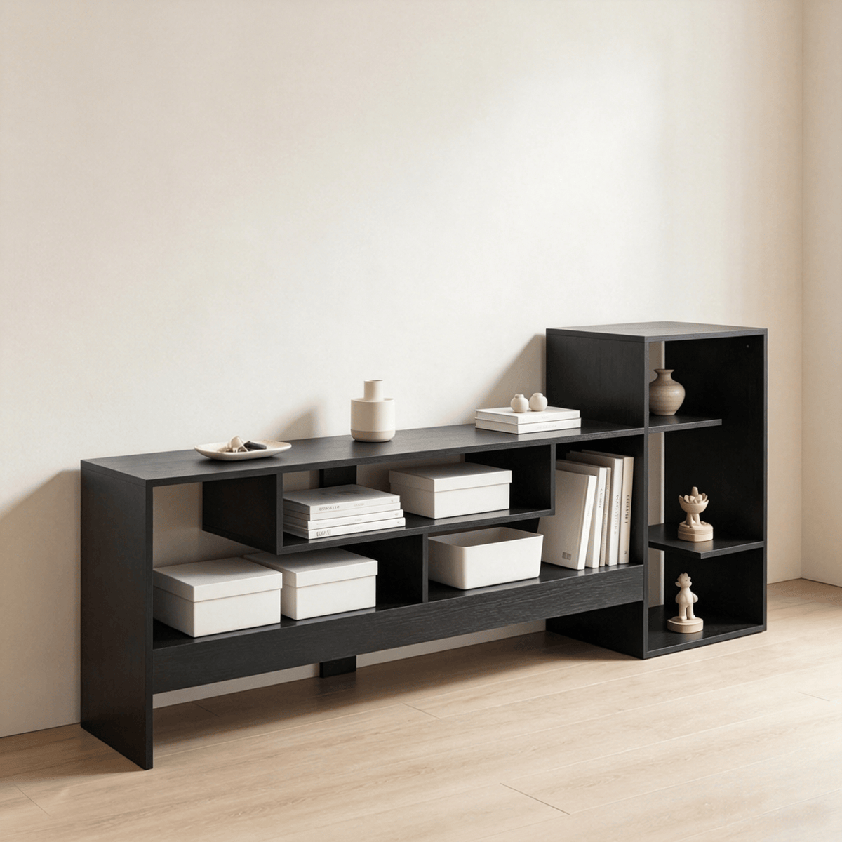Cube TV Stand for 55 TV with Open Storage Shelves And Power Outlets Modern Living