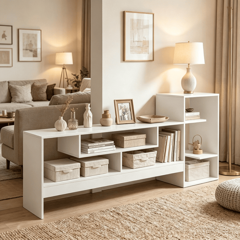 Cube TV Stand for 55 TV with Open Storage Shelves And Power Outlets Modern Living