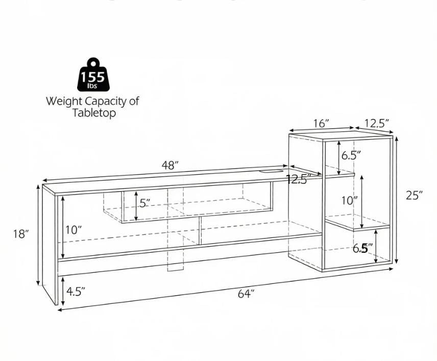 Cube TV Stand for 55 TV with Open Storage Shelves And Power Outlets Modern Living