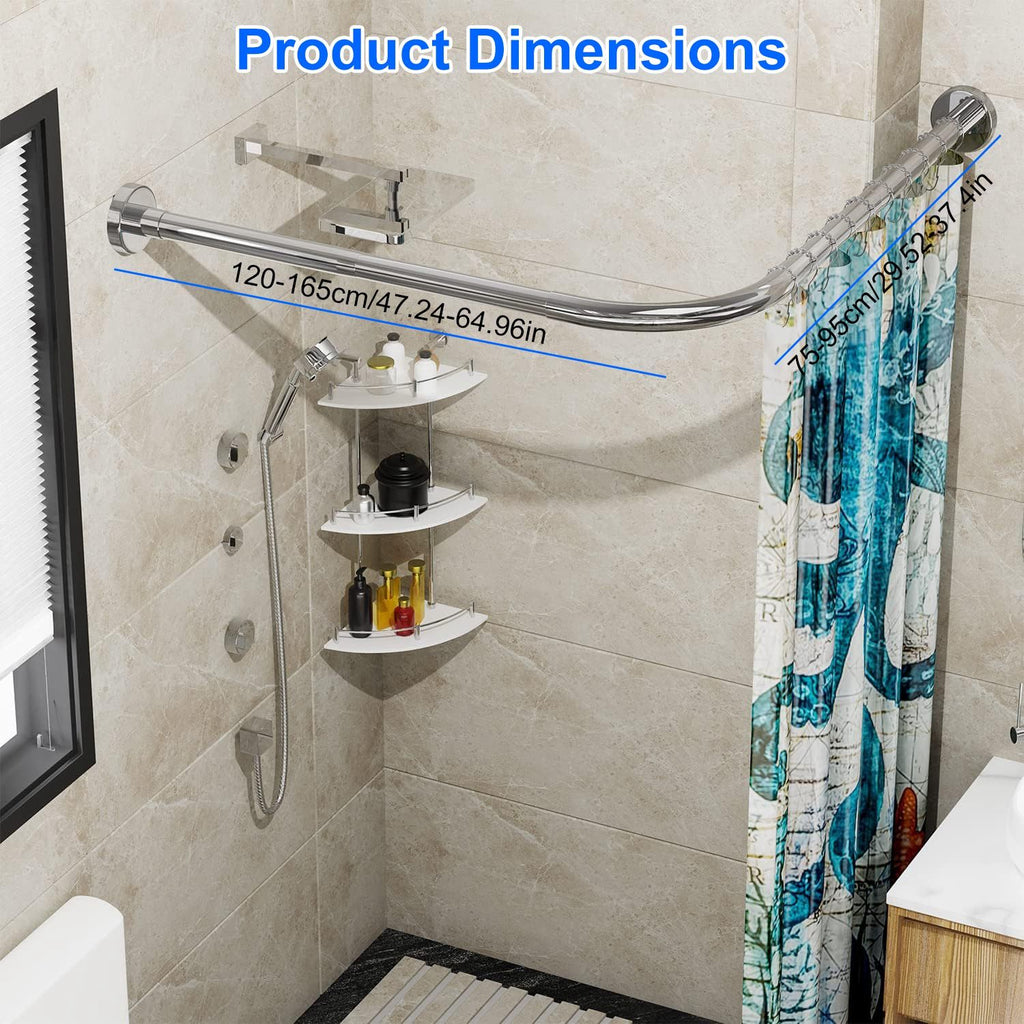 Adjustable L-Shaped Shower Curtain Rod
