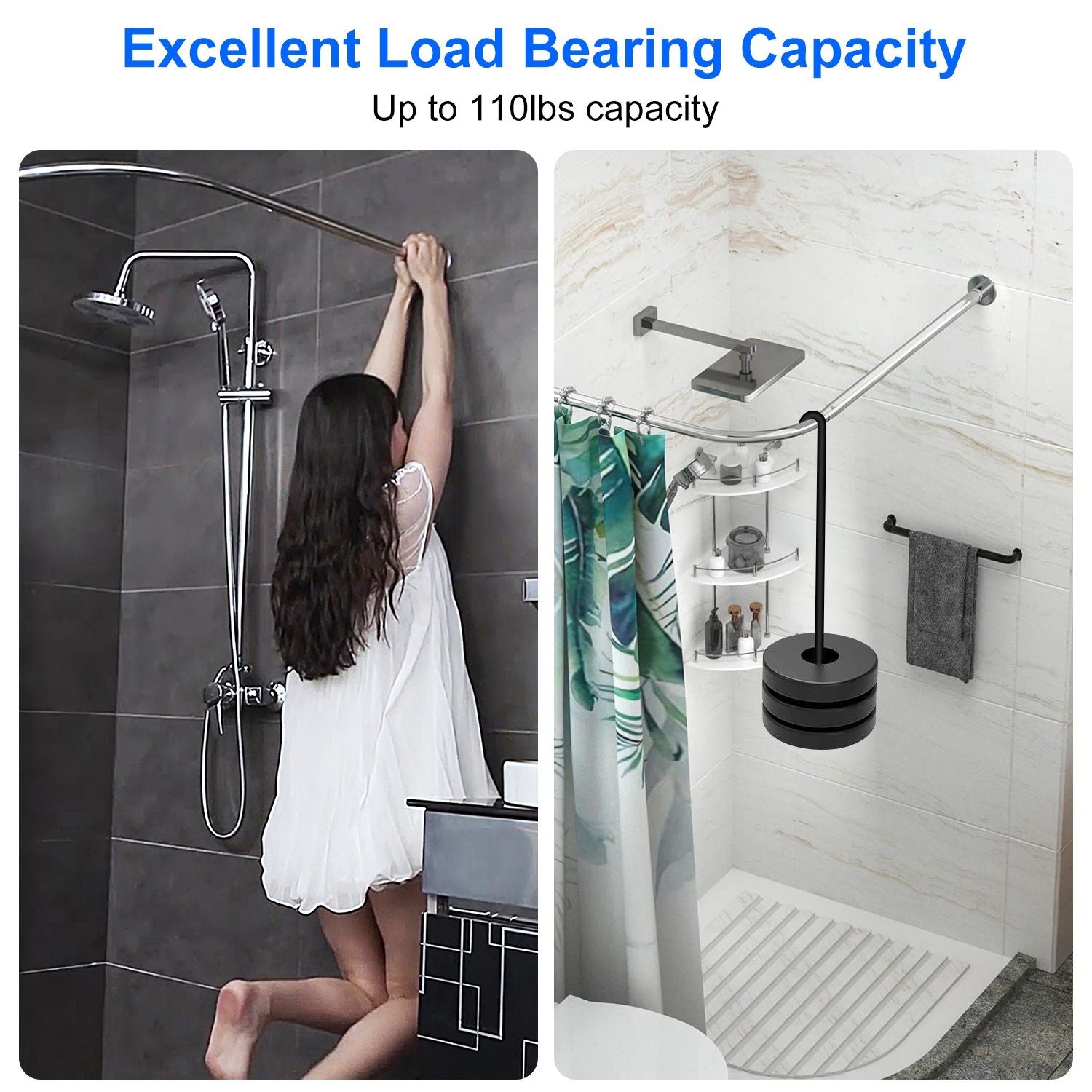Adjustable L-Shaped Shower Curtain Rod