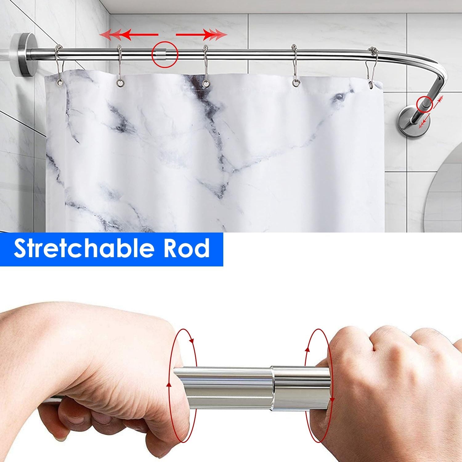 Adjustable L-Shaped Shower Curtain Rod