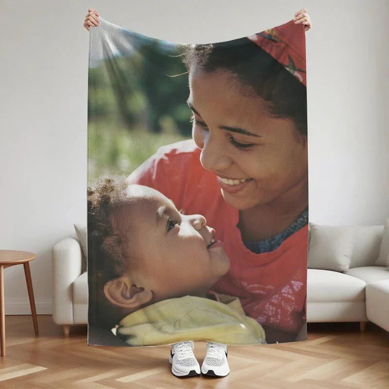 Custom Flannel Blanket with Photo Upload for Mother's Day