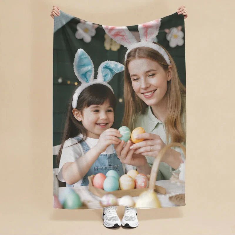 Custom Flannel Blanket with Photo Upload for Mother's Day