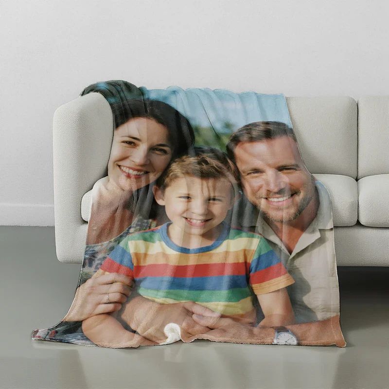 Custom Flannel Blanket with Photo Upload for Mother's Day