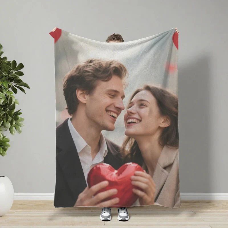 Custom Flannel Blanket with Photo Upload for Mother's Day