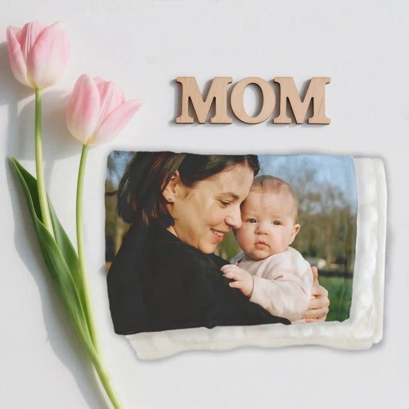 Custom Flannel Blanket with Photo Upload for Mother's Day