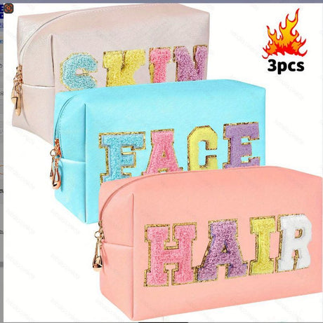 SKIN, FACE and HAIR Varsity Makeup Pouch Set