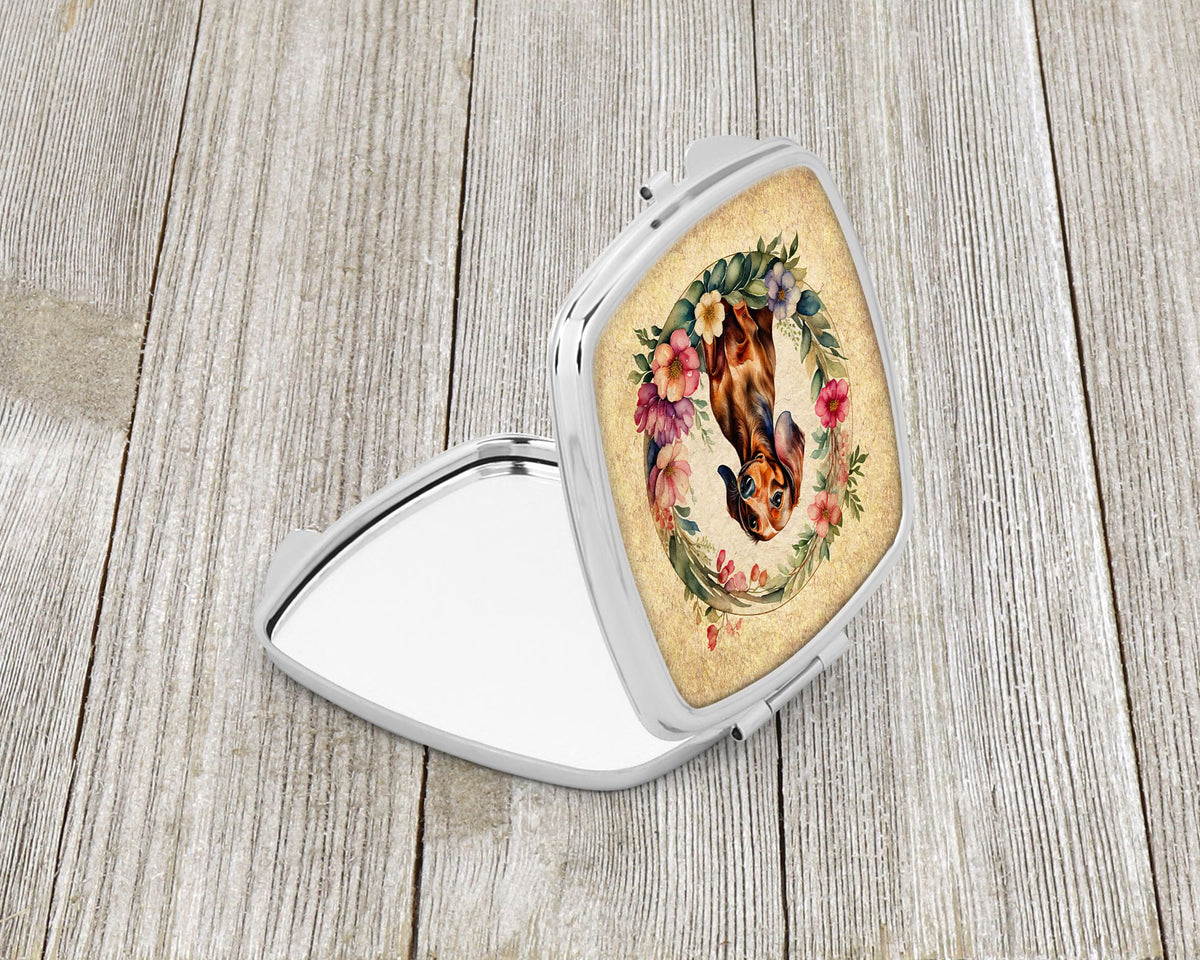 Dachshund and Flowers Folding Compact Mirror