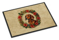 Dachshund Christmas Flowers Indoor Outdoor Doormat