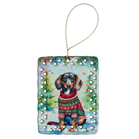 Dachshund Artwork Christmas Keepsake Ornament