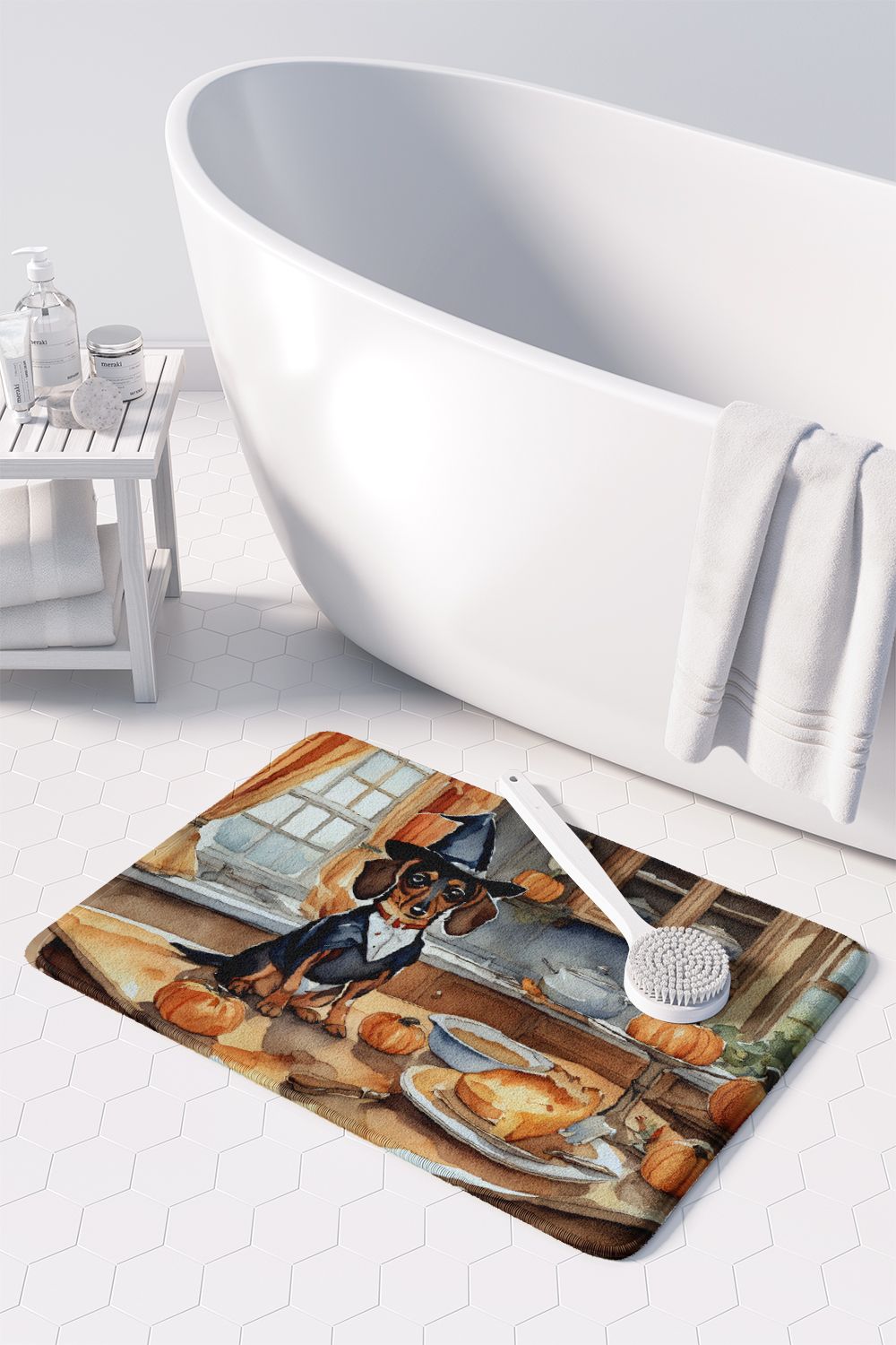 Dachshund and Pumpkins Halloween Floor Mat