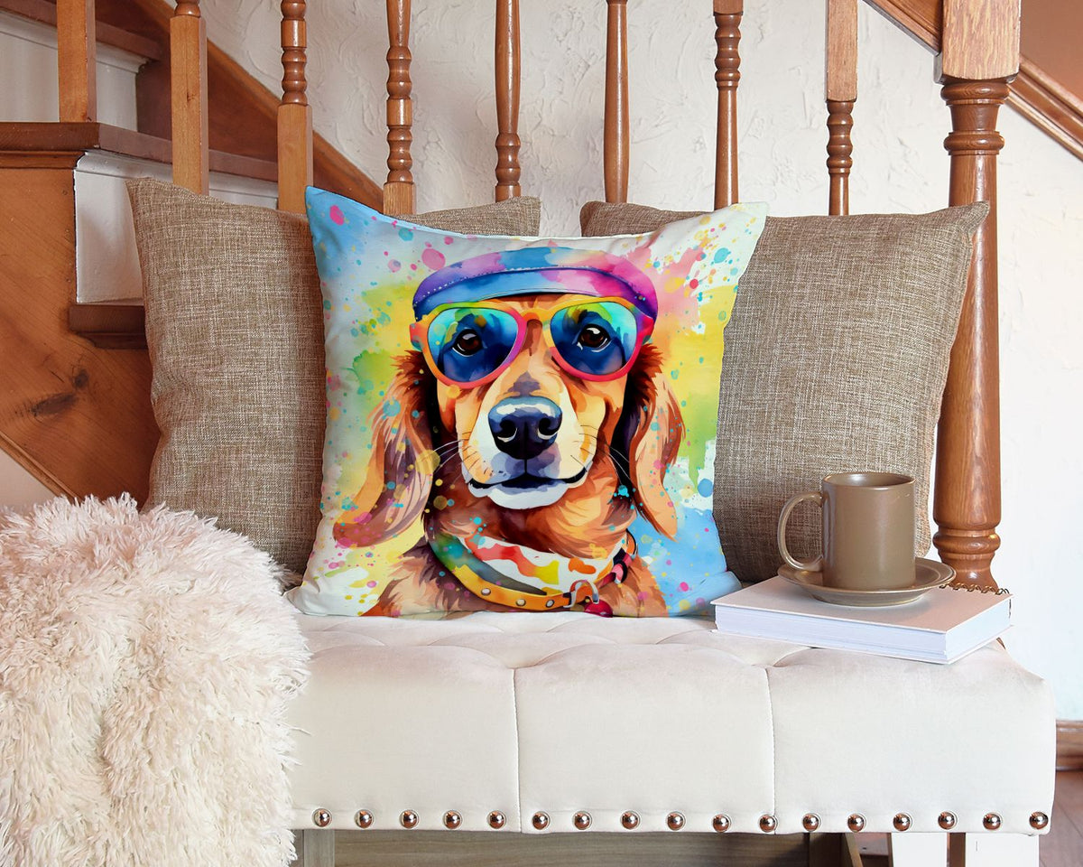 Dachshund Hippie Dawg Indoor Outdoor Throw Pillow