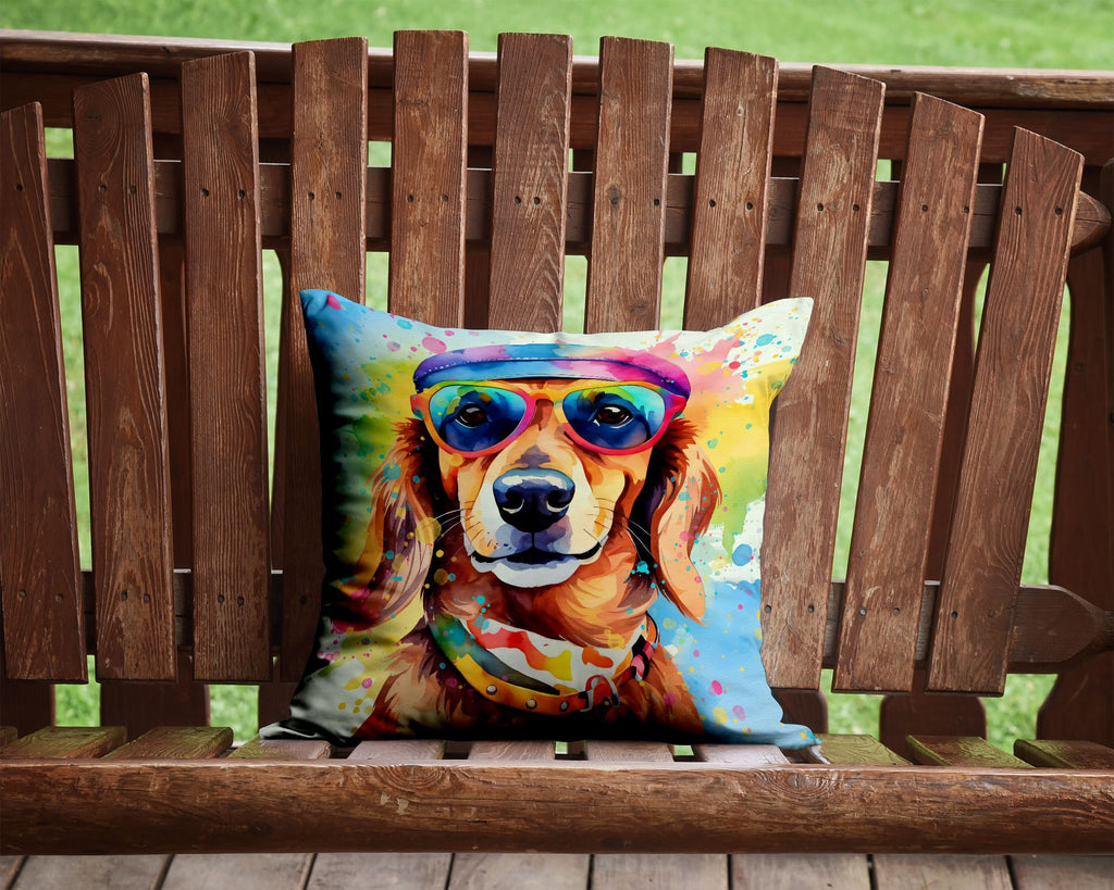 Dachshund Hippie Dawg Indoor Outdoor Throw Pillow