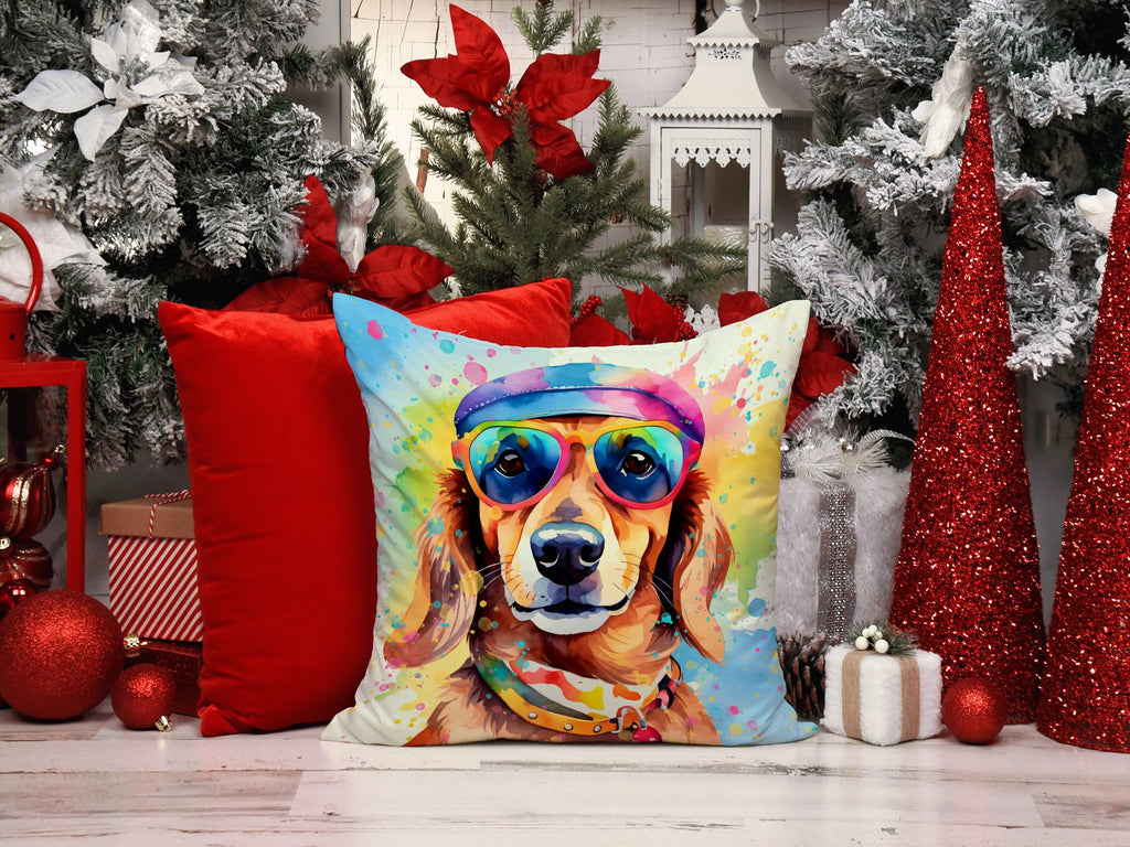 Dachshund Hippie Dawg Indoor Outdoor Throw Pillow