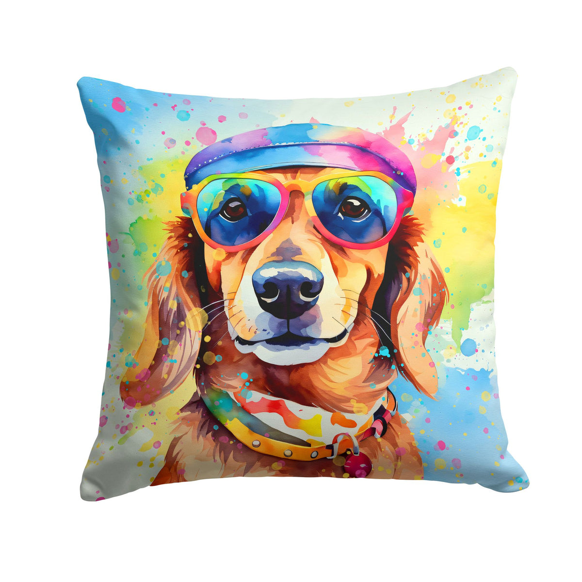 Dachshund Hippie Dawg Indoor Outdoor Throw Pillow