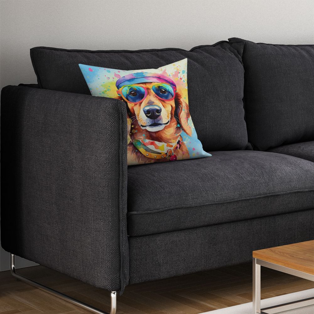 Dachshund Hippie Dawg Indoor Outdoor Throw Pillow