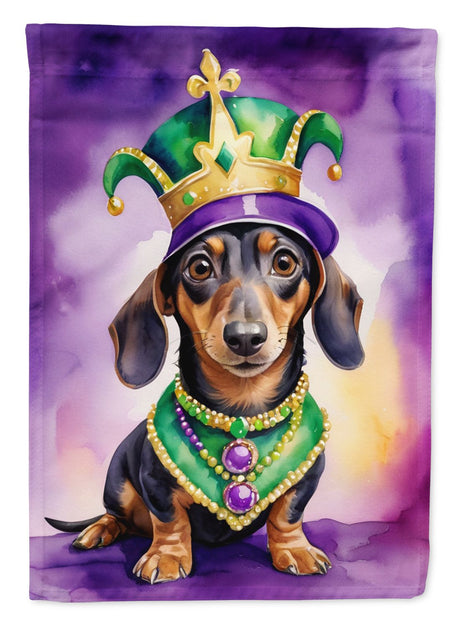 Dachshund King of Mardi Gras Double-Sided Garden Flag