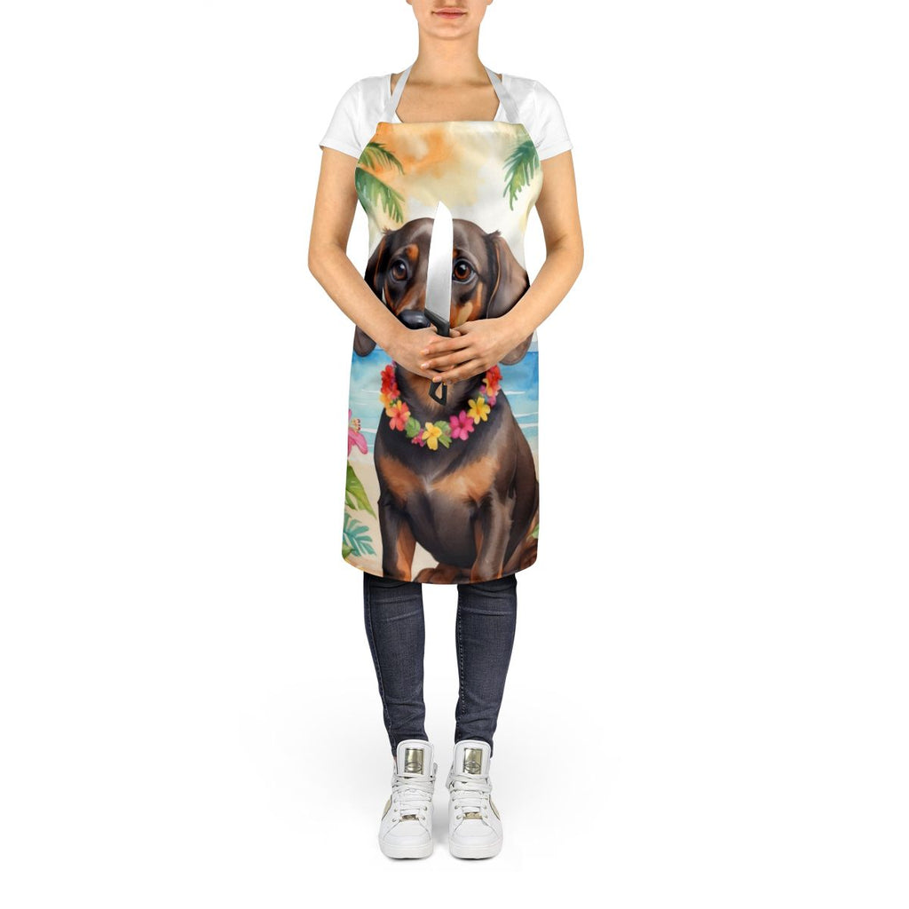 Dachshund Luau Bib Apron for Kitchen and Crafts