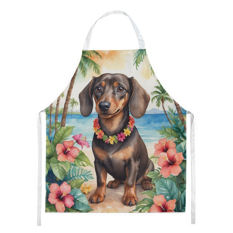 Dachshund Luau Bib Apron for Kitchen and Crafts