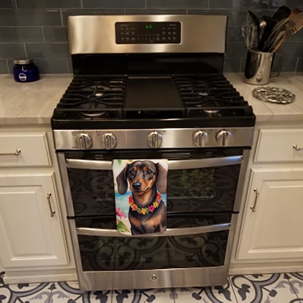 Dachshund Luau Dual-Sided Kitchen Towel