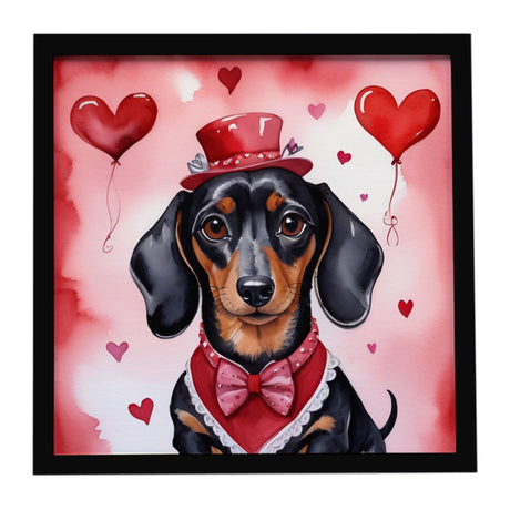 Dachshund My Valentine Framed Metal Wall Print