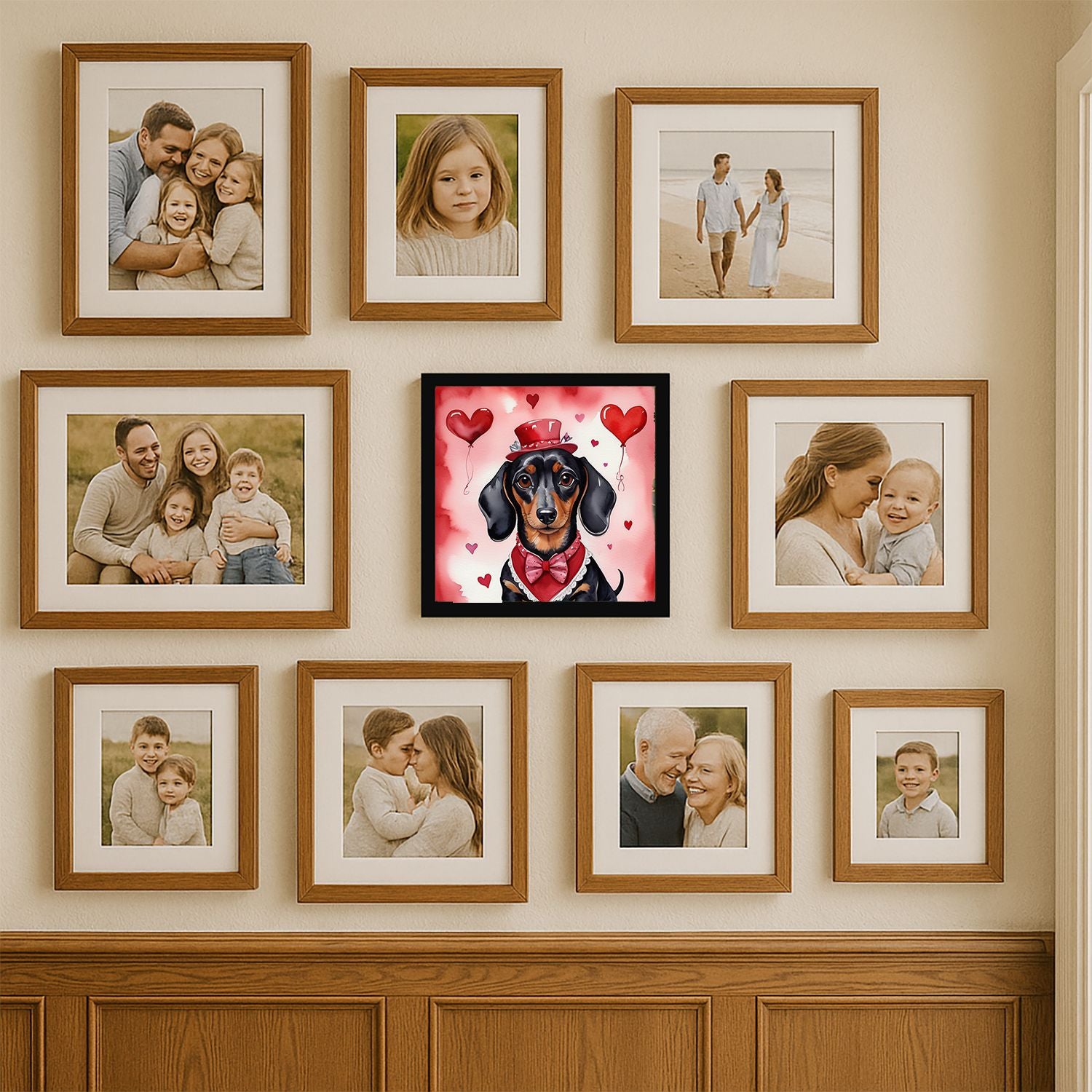 Dachshund My Valentine Framed Metal Wall Print