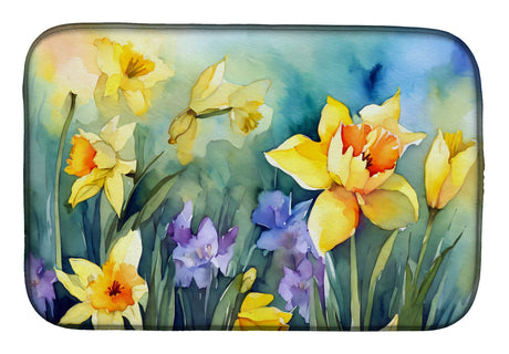 Watercolor Daffodils Absorbent Dish-Drying Mat