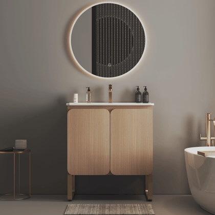 Dalia Freestanding & Wall Mounted Light Wood Bathroom Vanity with Ceramic Sink, Large