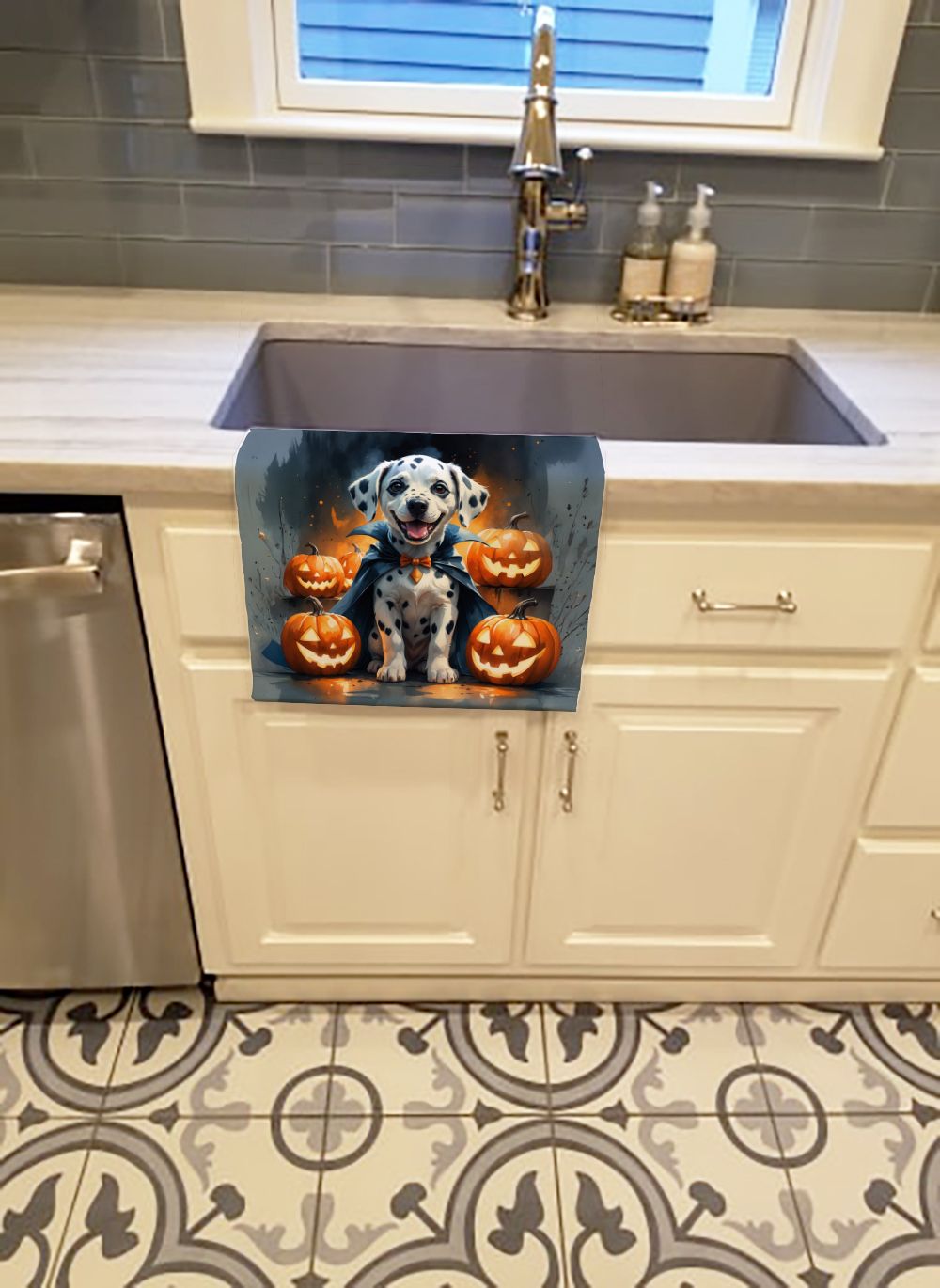 Dalmatian Puppy Halloween Kitchen Towel