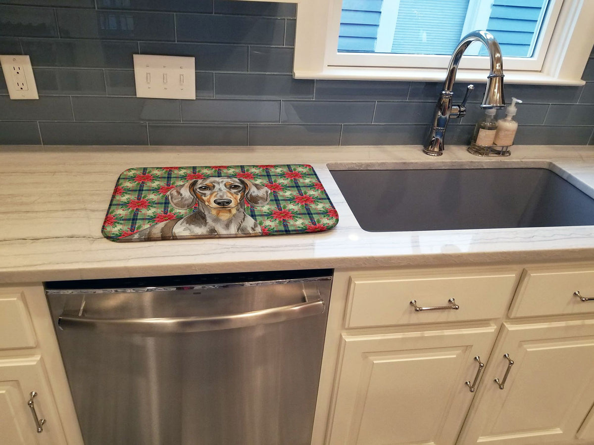 Dapple Dachshund Christmas Dish Drying Mat
